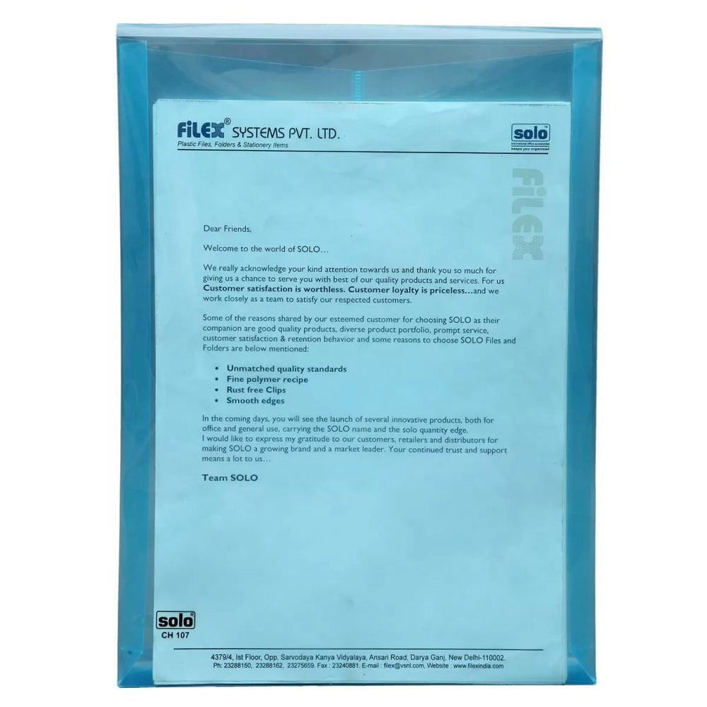 Document Bag – Button Closure, Pack of 10 - Filex Systems Pvt Ltd