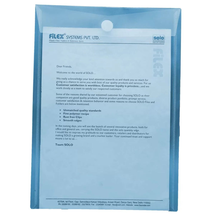 Document Bag – Velcro Closure (Pack of 10) - Filex Systems Pvt Ltd