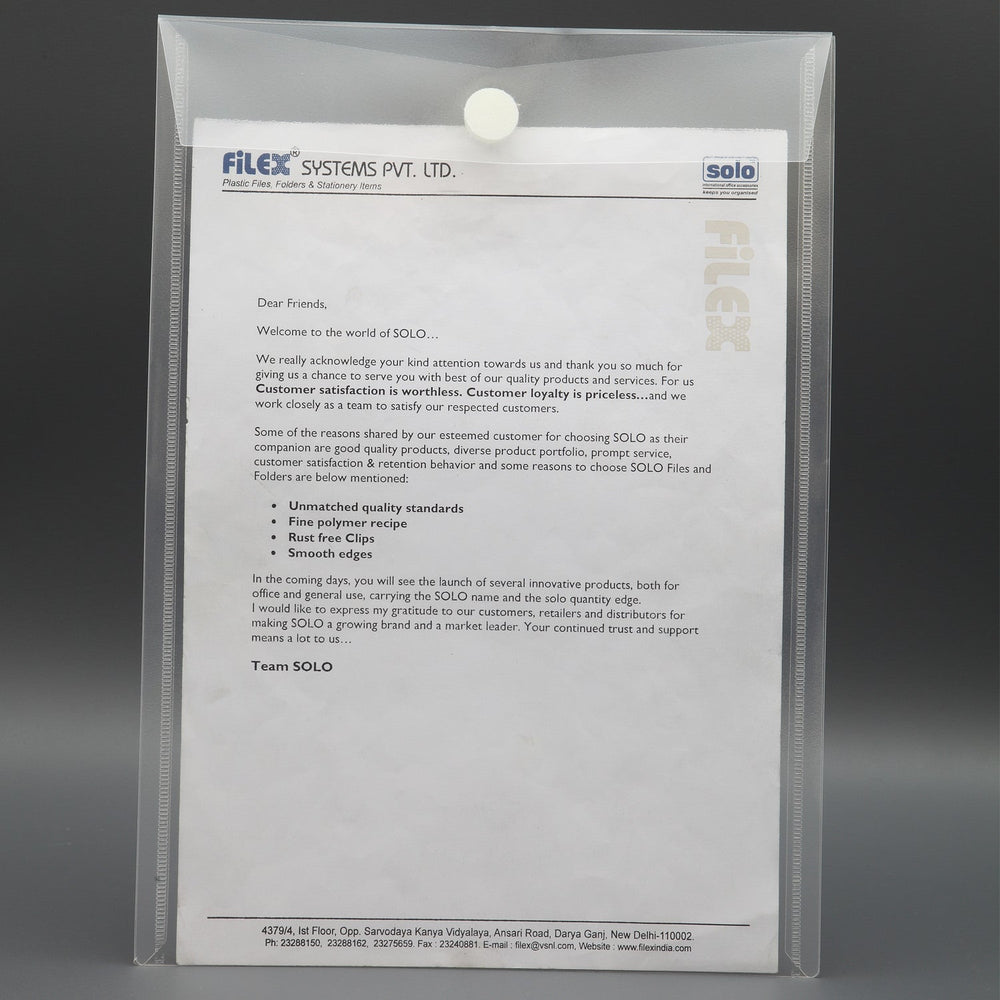 Document Bag – Velcro Closure (Pack of 10) - Filex Systems Pvt Ltd