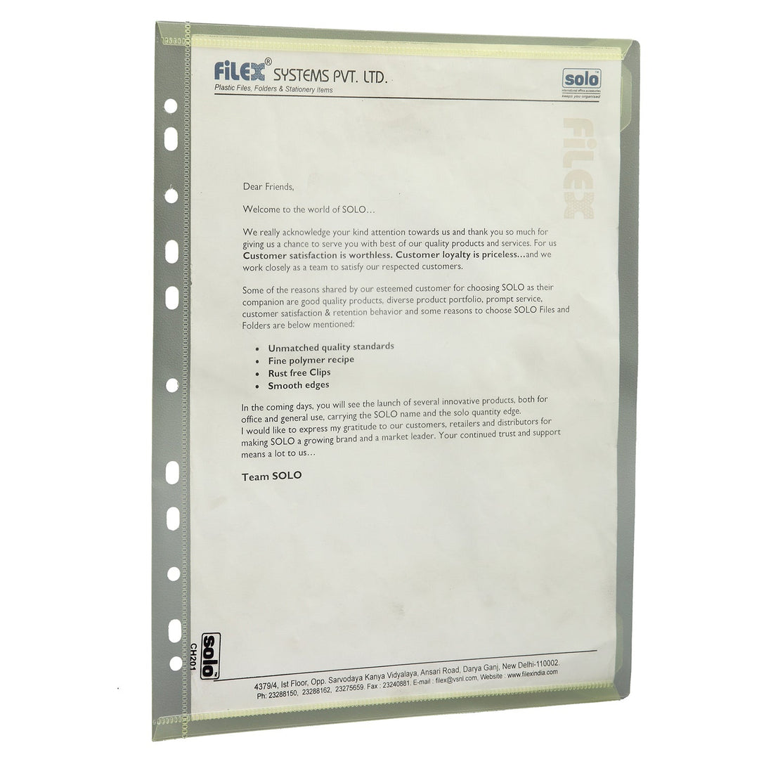 Document File Bags – Velcro Closure, A4 (CH201), Pack of 10 - Filex Systems Pvt Ltd