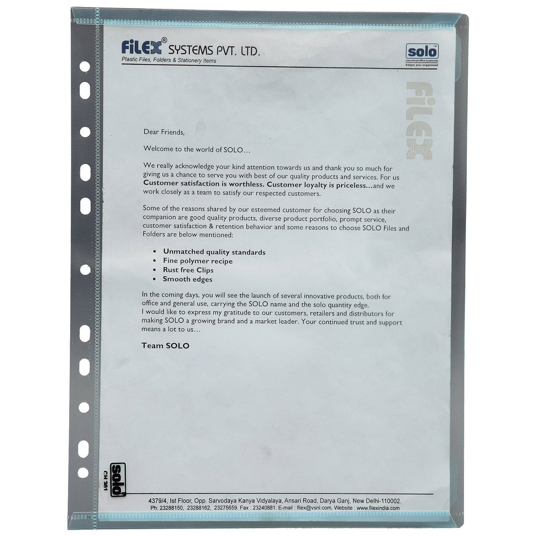 Document File Bags – Velcro Closure, A4 (CH201), Pack of 10 - Filex Systems Pvt Ltd