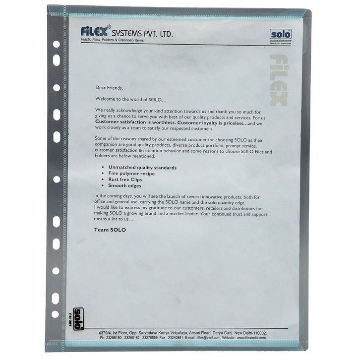 Document File Bags – Velcro Closure, A4 (CH201), Pack of 10 - Filex Systems Pvt Ltd