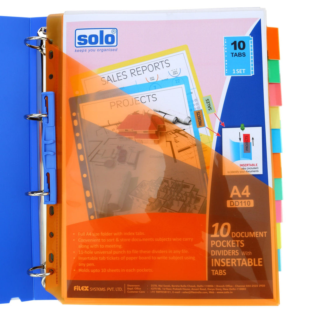 Document Pockets Dividers with Insertable Tabs, A4 size - Filex Systems Pvt Ltd