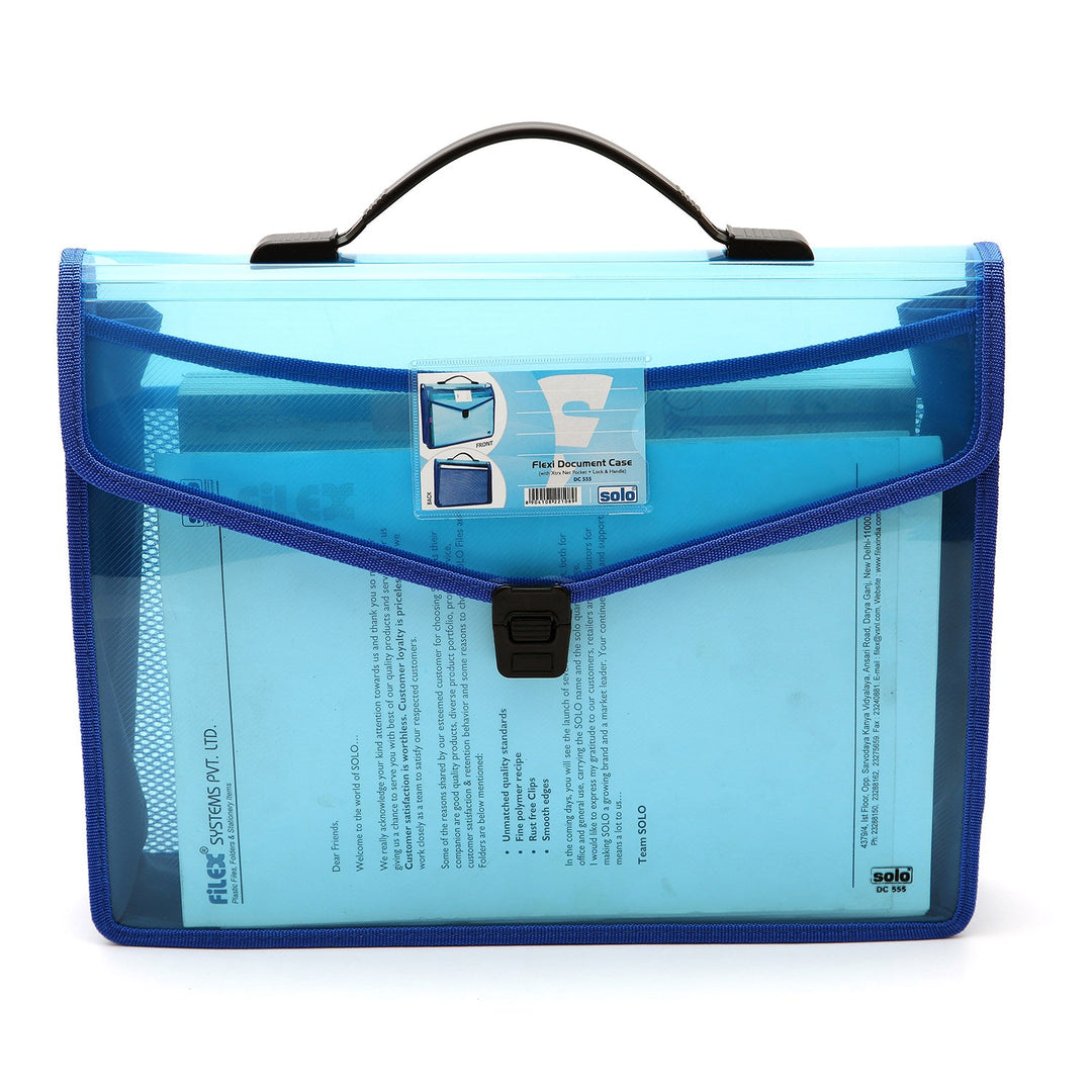 Flexi Document Bag with Xtra Pocket + Lock & Handle (DC555) - Filex Systems Pvt Ltd