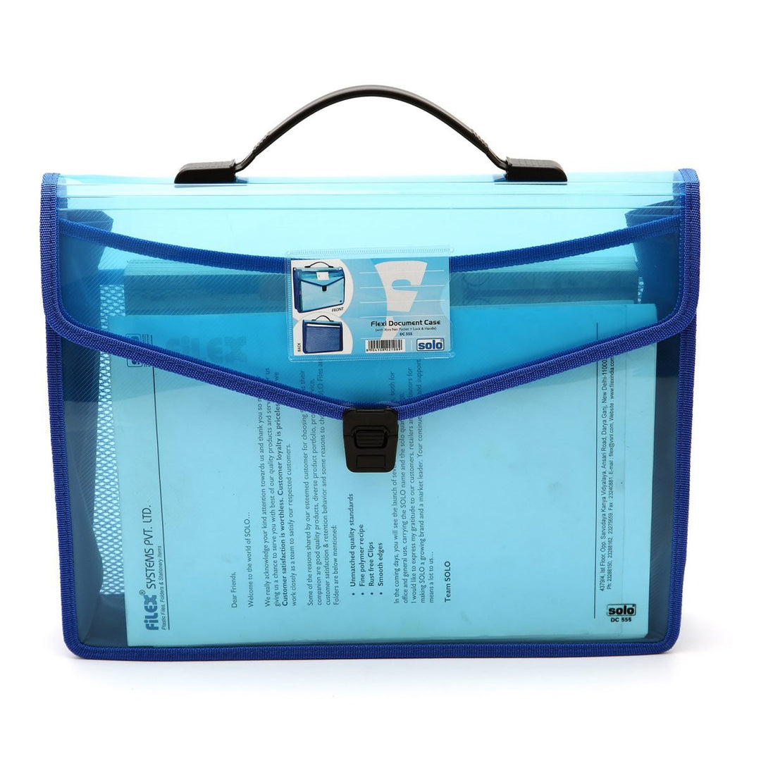 Flexi Document Bag with Xtra Pocket + Lock & Handle (DC555) - Filex Systems Pvt Ltd