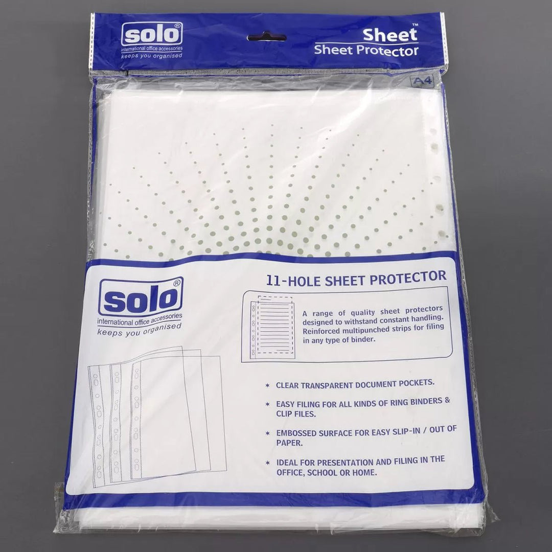 Heavyweight Sheet Protectors – 11 Hole, DIAMOND 300, (150+150) Microns – A4 (SP104), Pack of 25 - Filex Systems Pvt Ltd