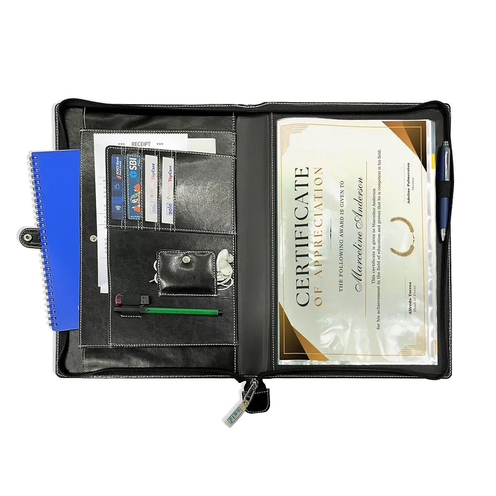 Leatherette Display File ( ELITE) For Certificates, Documents Holder, Document Bag, Portfolio | FC Size | 20 Leafs | ZB014 - Filex Systems Pvt Ltd