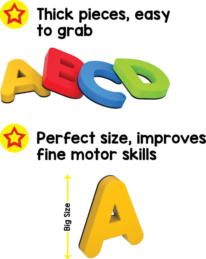MagPlay Magnetic Capital Letters | 26 Magnetic Blocks for Kids | Child Safe | Reusable EVA Foam with Strong Magnets | Magnet Game & Toys for Kids Ages 3+ - Filex Systems Pvt Ltd