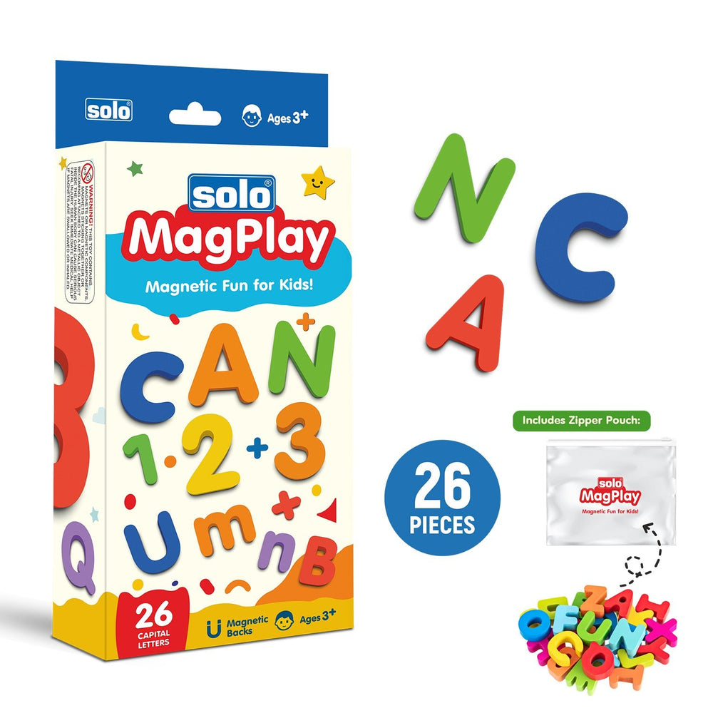 MagPlay Magnetic Capital Letters | 26 Magnetic Blocks for Kids | Child Safe | Reusable EVA Foam with Strong Magnets | Magnet Game & Toys for Kids Ages 3+ - Filex Systems Pvt Ltd