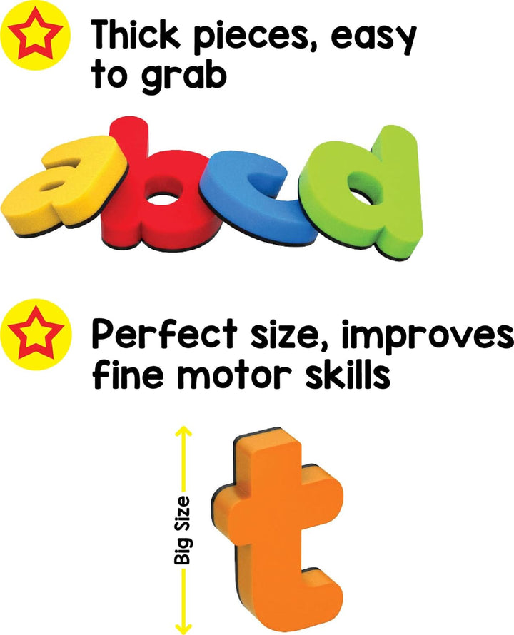 MagPlay Magnetic Lowercase Letters | 26 Magnetic Blocks For Kids| A To Z Lowercase Letters | Child Safe | Reusable EVA Foam with Strong Magnets | Early Learning - Filex Systems Pvt Ltd
