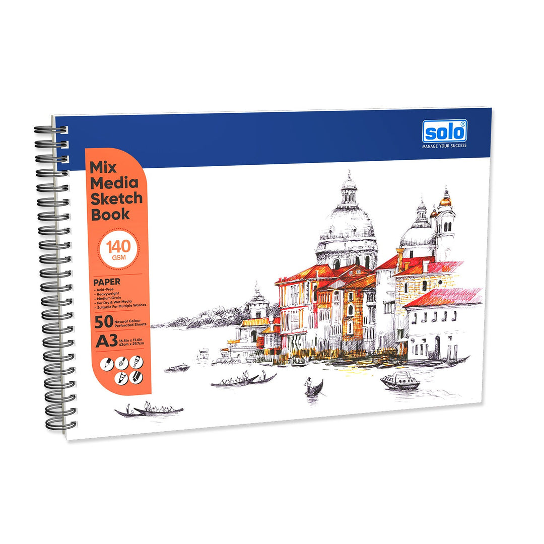 Mixed Media Sketchbook, 50 Sheets, 140 GSM (Pack of 2) - Filex Systems Pvt Ltd
