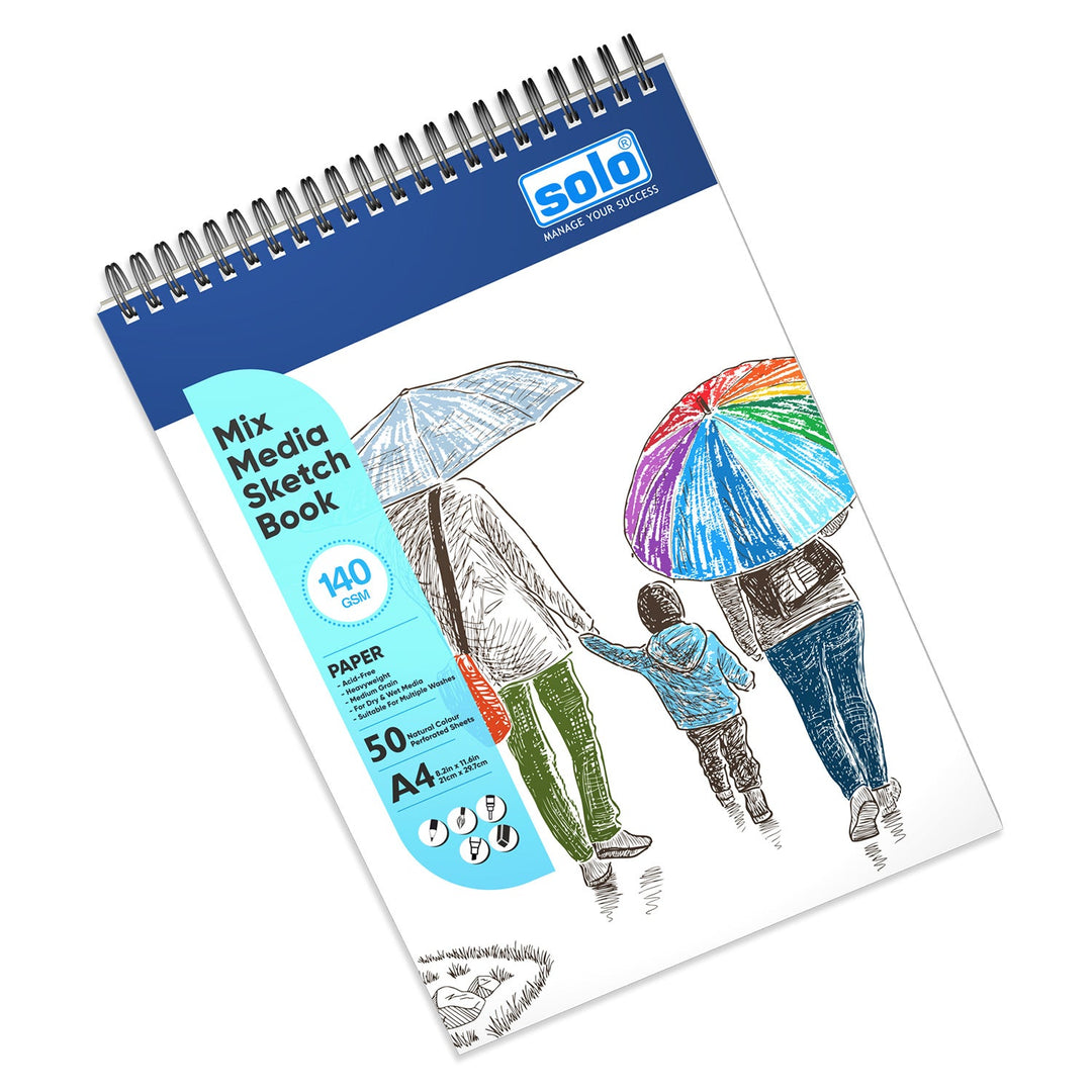 Mixed Media Sketchbook, 50 Sheets, 140 GSM (Pack of 2) - Filex Systems Pvt Ltd