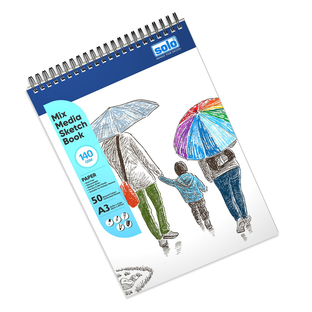 Mixed Media Sketchbook, 50 Sheets, 140 GSM (Pack of 2) - Filex Systems Pvt Ltd