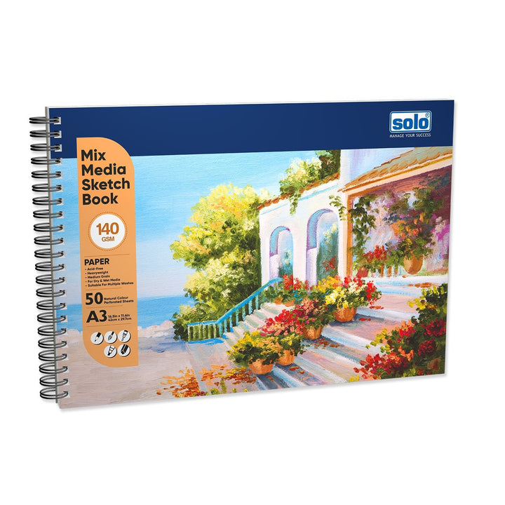Mixed Media Sketchbook, 50 Sheets, 140 GSM (Pack of 2) - Filex Systems Pvt Ltd