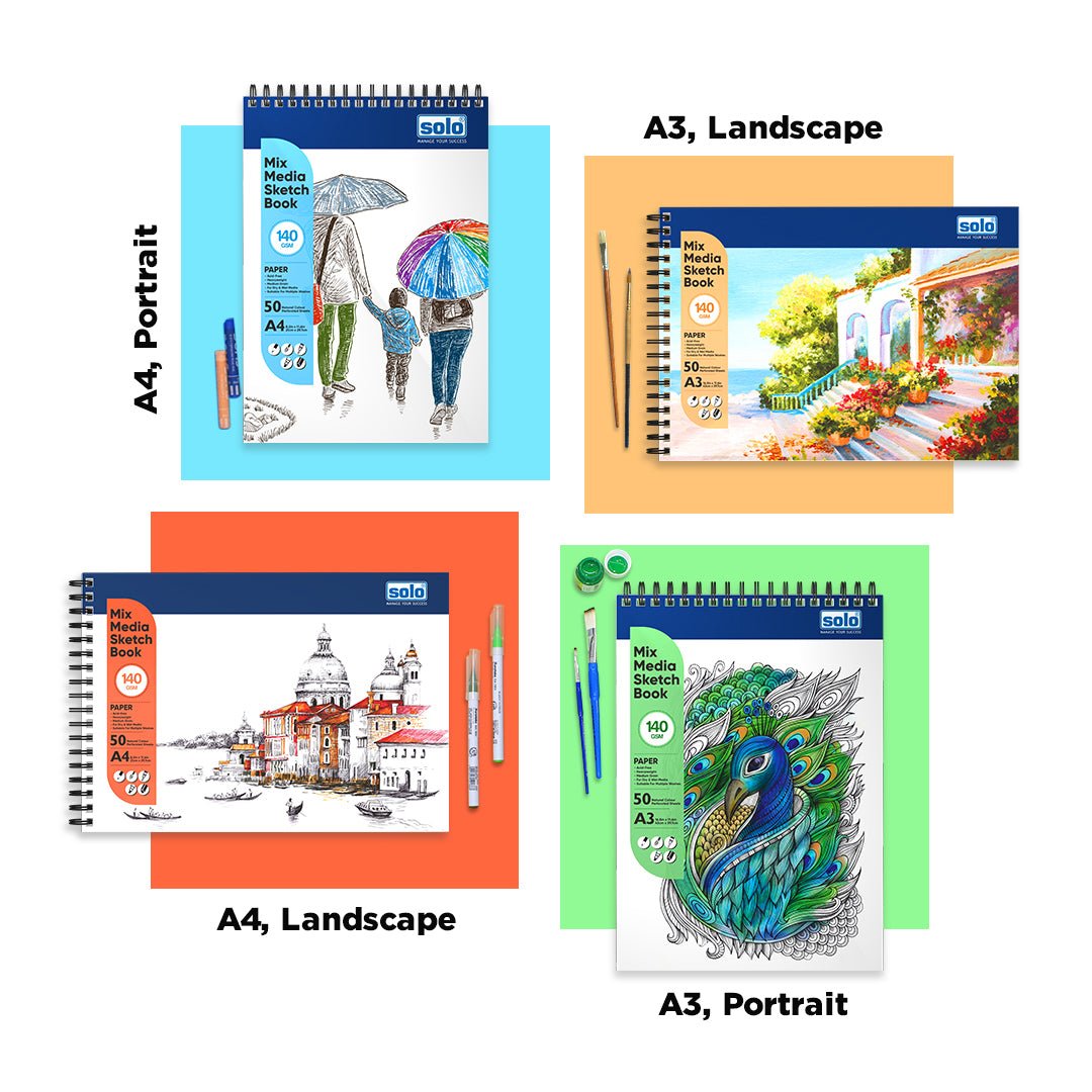 Mixed Media Sketchbook, 50 Sheets, 140 GSM (Pack of 2) - Filex Systems Pvt Ltd