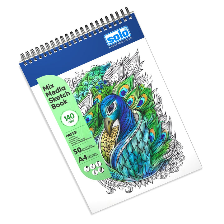 Mixed Media Sketchbook, 50 Sheets, 140 GSM (Pack of 2) - Filex Systems Pvt Ltd