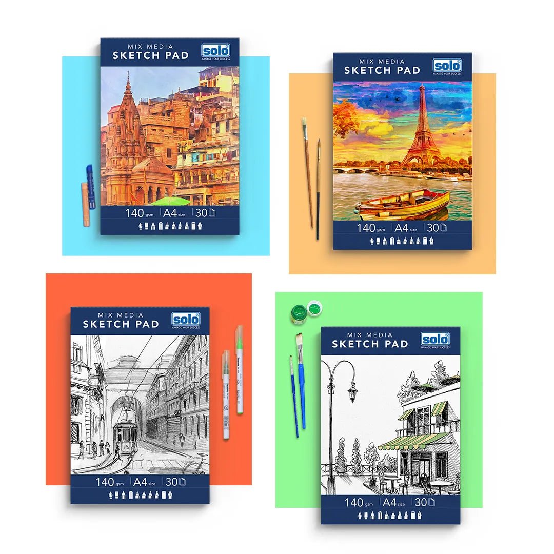 Mixed Media Sketchpad, A4 Size, 30 Sheets (Pack of 4), 140 GSM – Portrait - Filex Systems Pvt Ltd