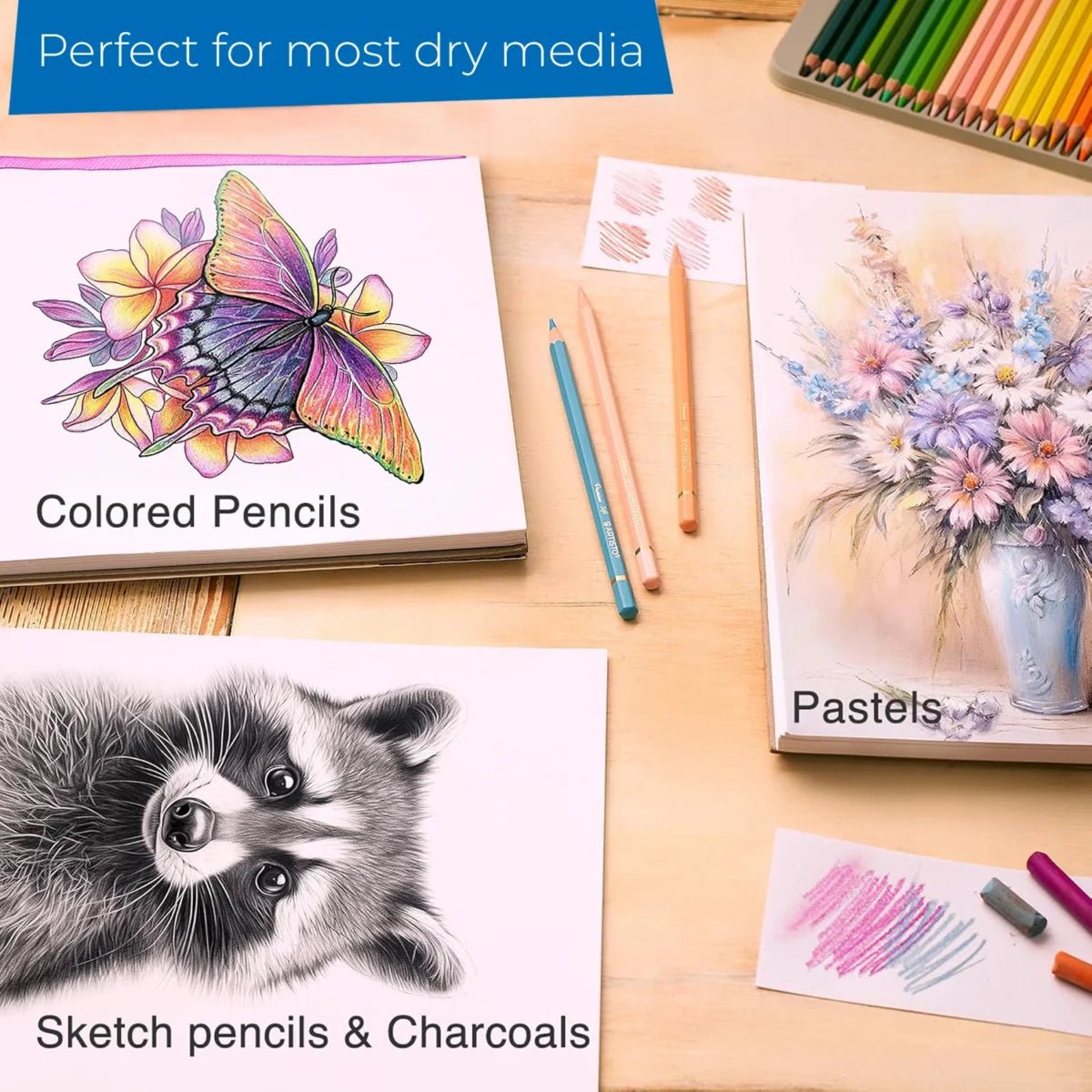 Mixed Media Sketchpad, A4 Size, 30 Sheets (Pack of 4), 140 GSM – Portrait - Filex Systems Pvt Ltd