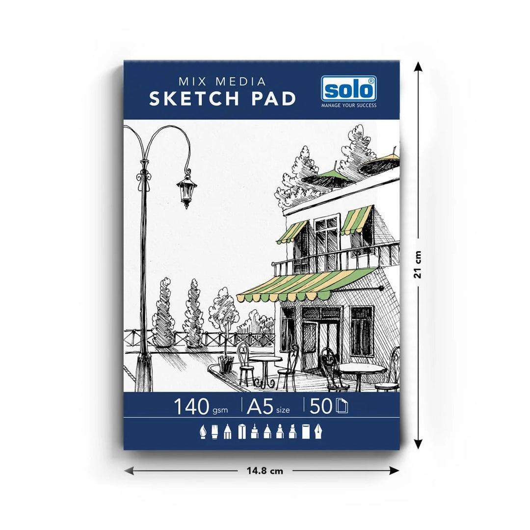 Mixed Media Sketchpad, A5 Size, 50 Sheets (Pack of 4), 140 GSM – Portrait - Filex Systems Pvt Ltd