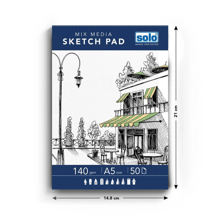 Mixed Media Sketchpad, A5 Size, 50 Sheets (Pack of 4), 140 GSM – Portrait - Filex Systems Pvt Ltd