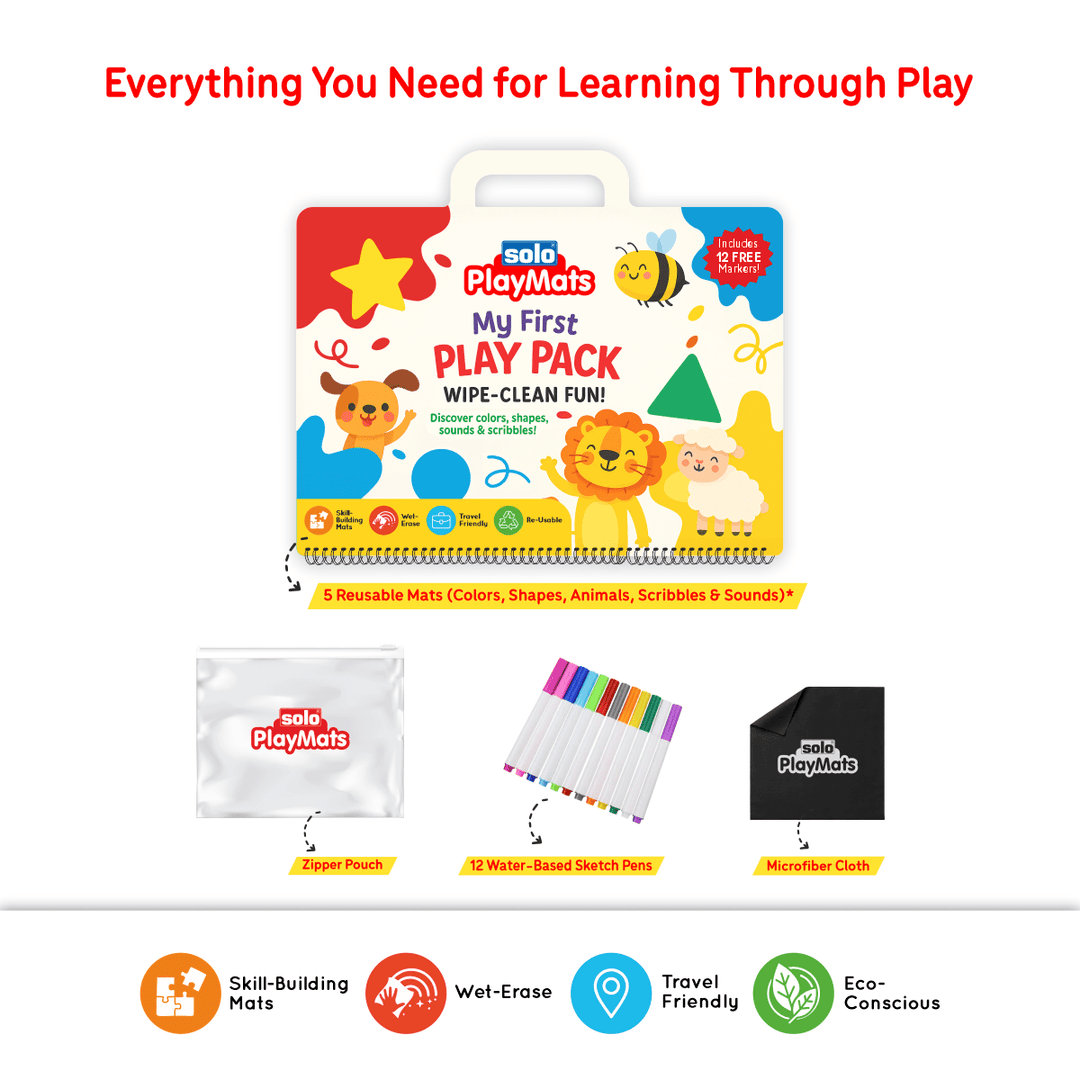 My First Play Pack – Reusable Scribble & Shape Mats for Toddlers | SOLO PlayMats (18–30M) | PMB03 - Filex Systems Pvt Ltd