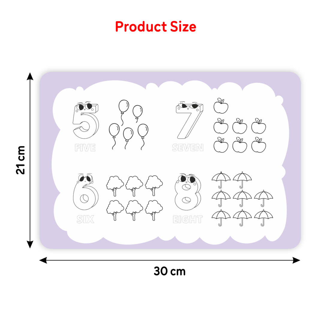 Numbers Fun Pack – Reusable Count & Trace Mats for Kids | SOLO PlayMats (Ages 3–5) | PMB02 - Filex Systems Pvt Ltd