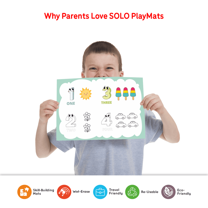 Numbers Fun Pack – Reusable Count & Trace Mats for Kids | SOLO PlayMats (Ages 3–5) | PMB02 - Filex Systems Pvt Ltd
