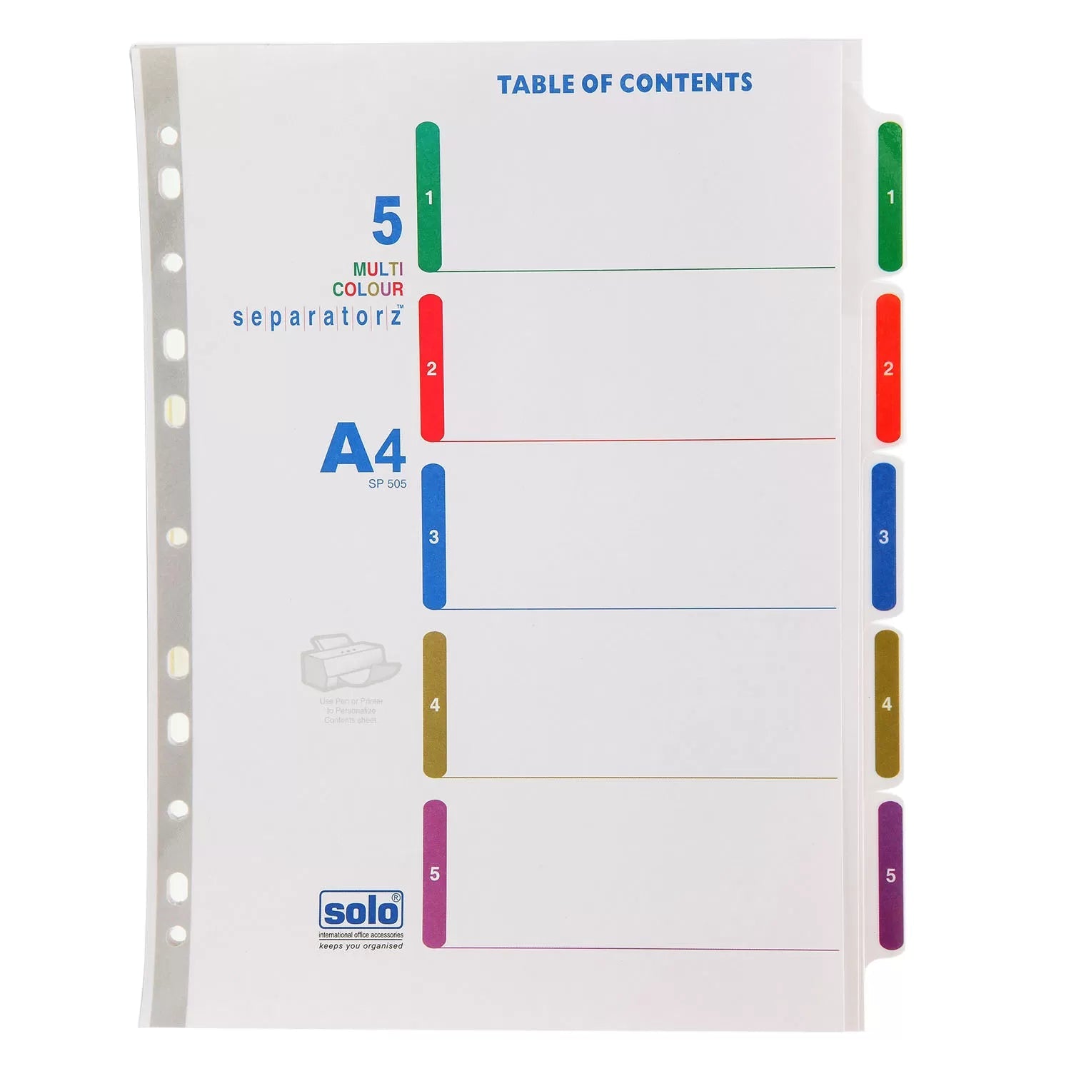 Paper Separatorz with index – (SP505) (1to5 tabs | 1to10 tabs | 1to12 ...