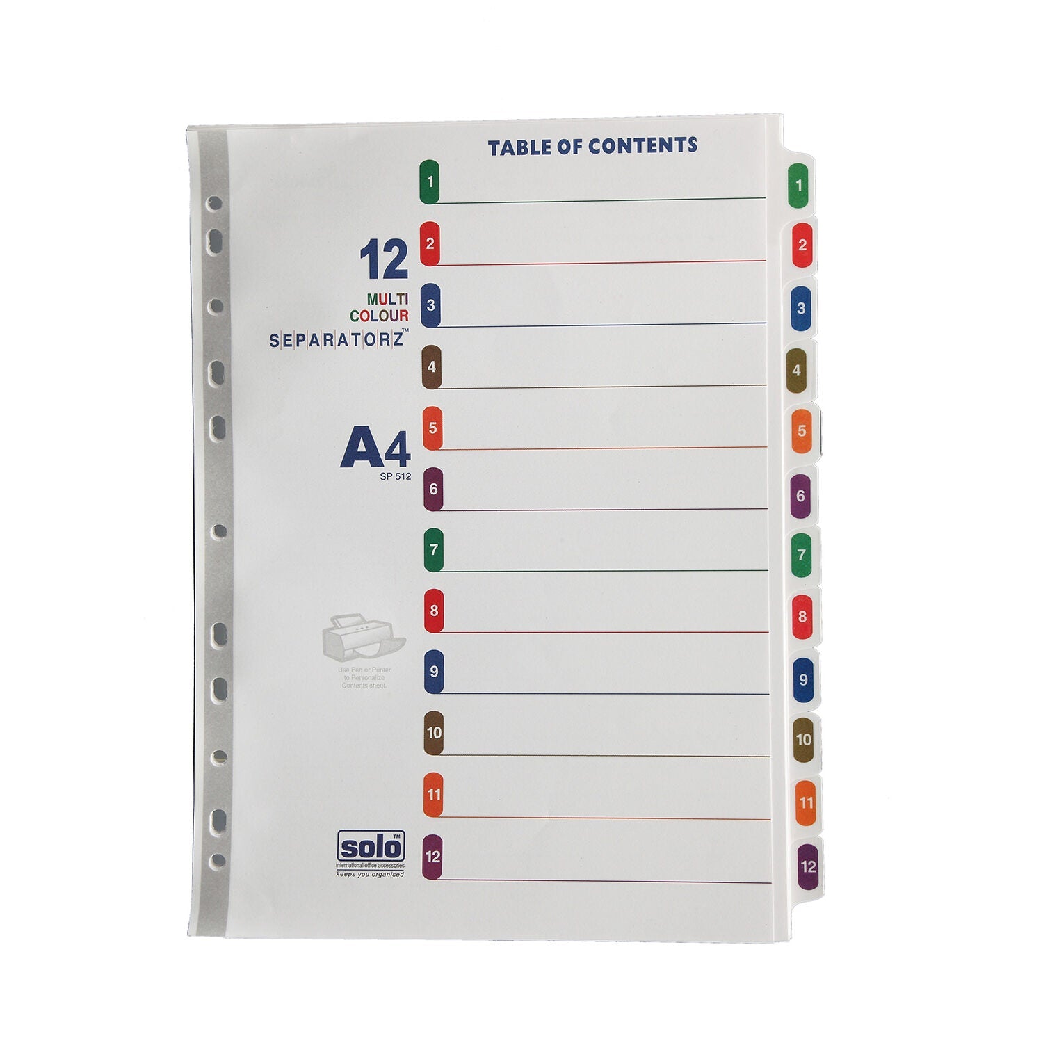 Paper Separatorz with index – (SP505) (1to5 tabs | 1to10 tabs | 1to12 ...