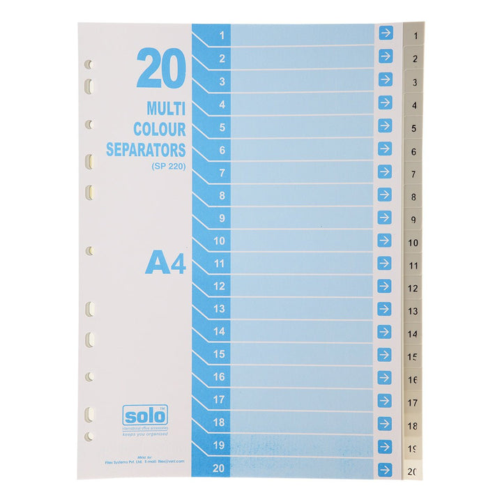 Plastic Separators – 1 to 20 Tabs | 1 to 31 Tabs | A4 - Filex Systems Pvt Ltd