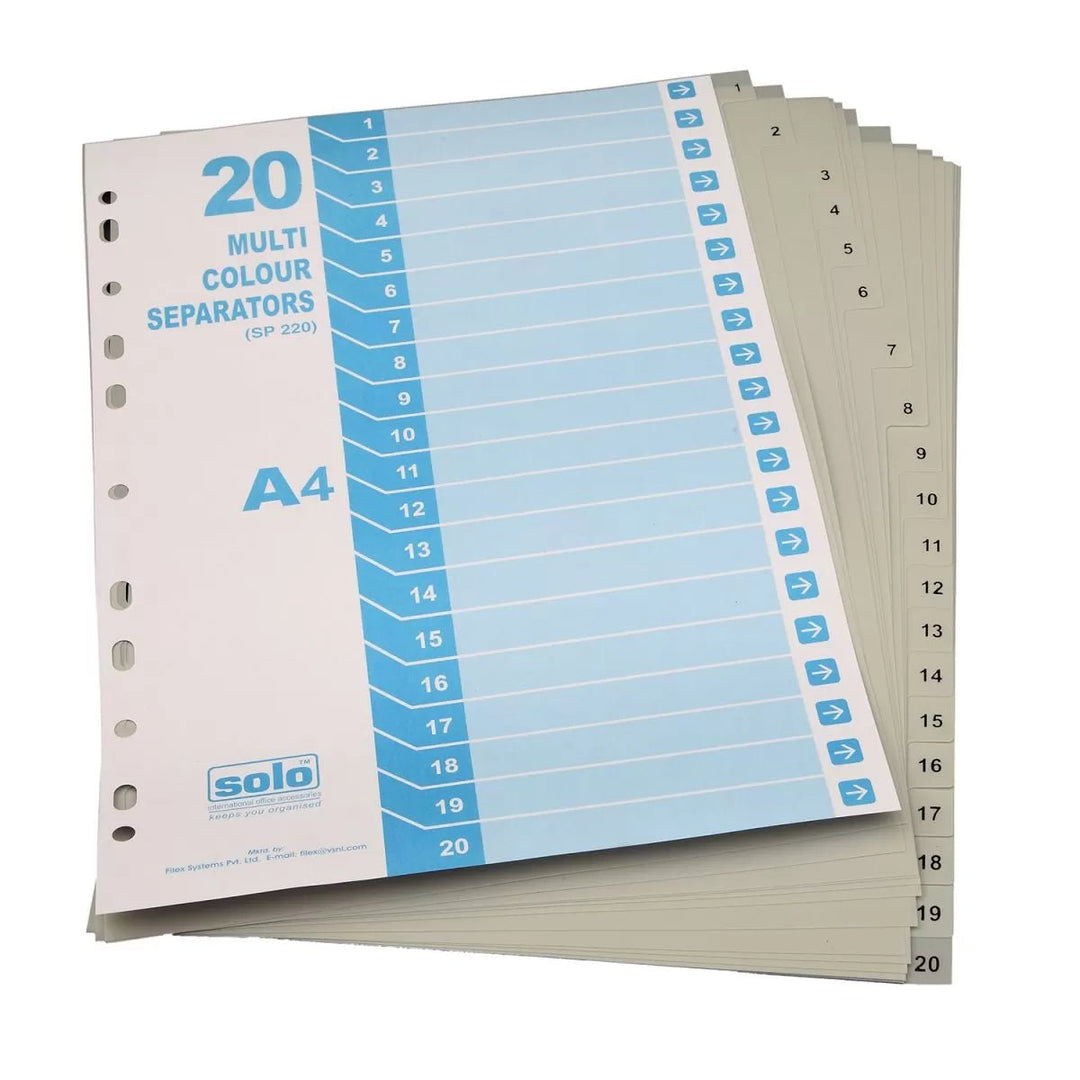 Plastic Separators – 1 to 20 Tabs | 1 to 31 Tabs | A4 - Filex Systems Pvt Ltd