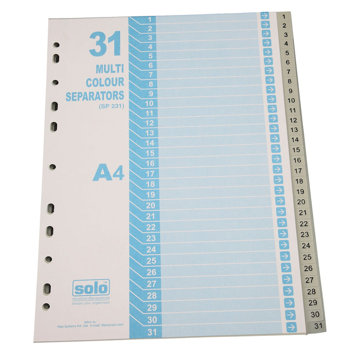 Plastic Separators – 1 to 20 Tabs | 1 to 31 Tabs | A4 - Filex Systems Pvt Ltd