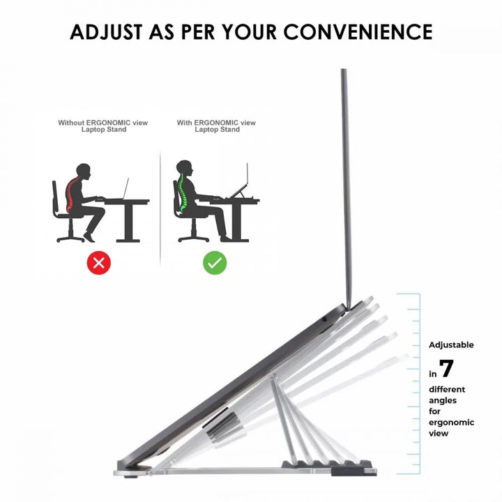 Portable Laptop Stand With 7 Adjustment Levels For Laptops Up Till 15.6 Inches - Filex Systems Pvt Ltd
