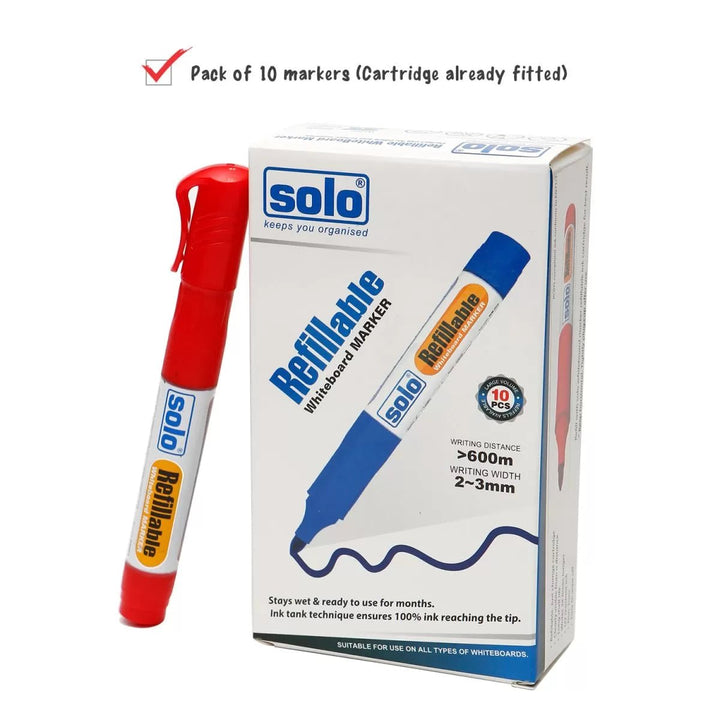 Refillable White Board Marker Pen with Liquid Ink Tank Technology (Pack of 10) WBM01 - Filex Systems Pvt Ltd
