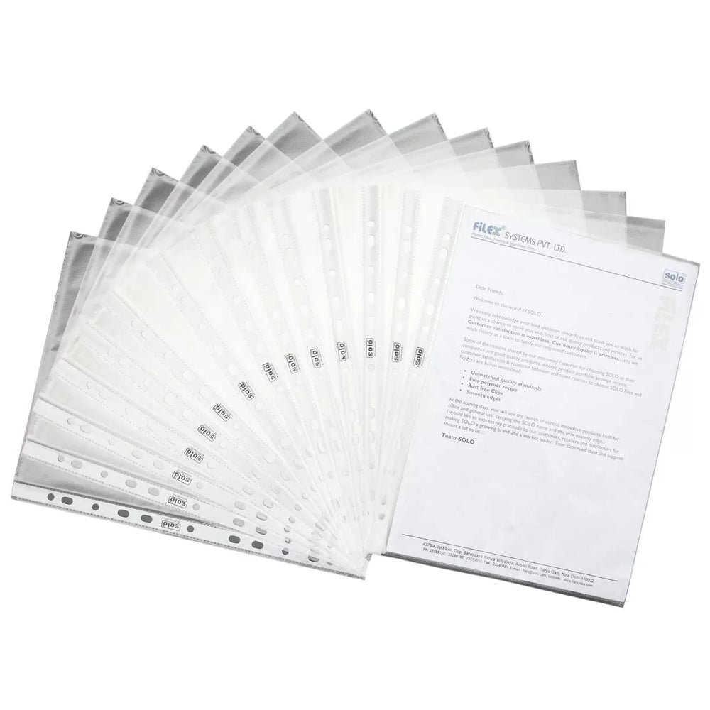 Sheet Protectors – 11 Hole (70 Microns) Pack of 100 - Filex Systems Pvt Ltd
