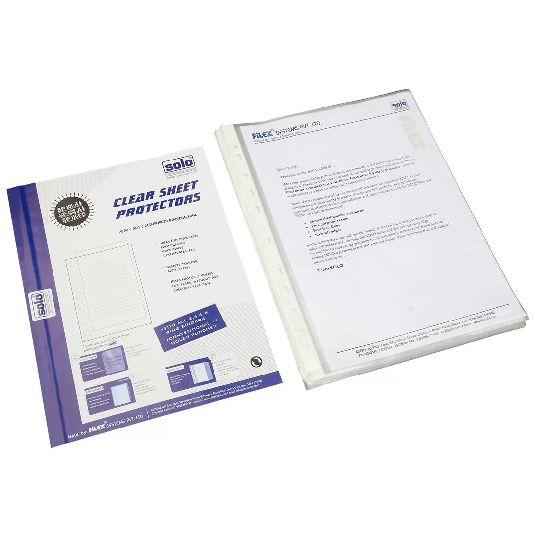 Sheet Protectors – SILVER (70+70 Microns) Pack of 50 - Filex Systems Pvt Ltd