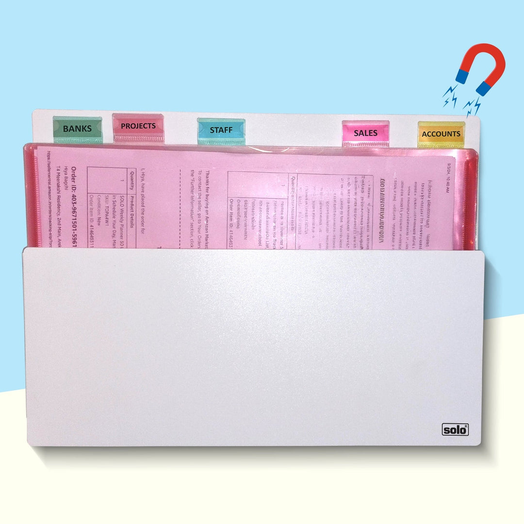 SOLO Magnetic Document Organiser - A4 | Multipurpose use, on Machinery, Refrigerator & Whiteboards.. - Filex Systems Pvt Ltd
