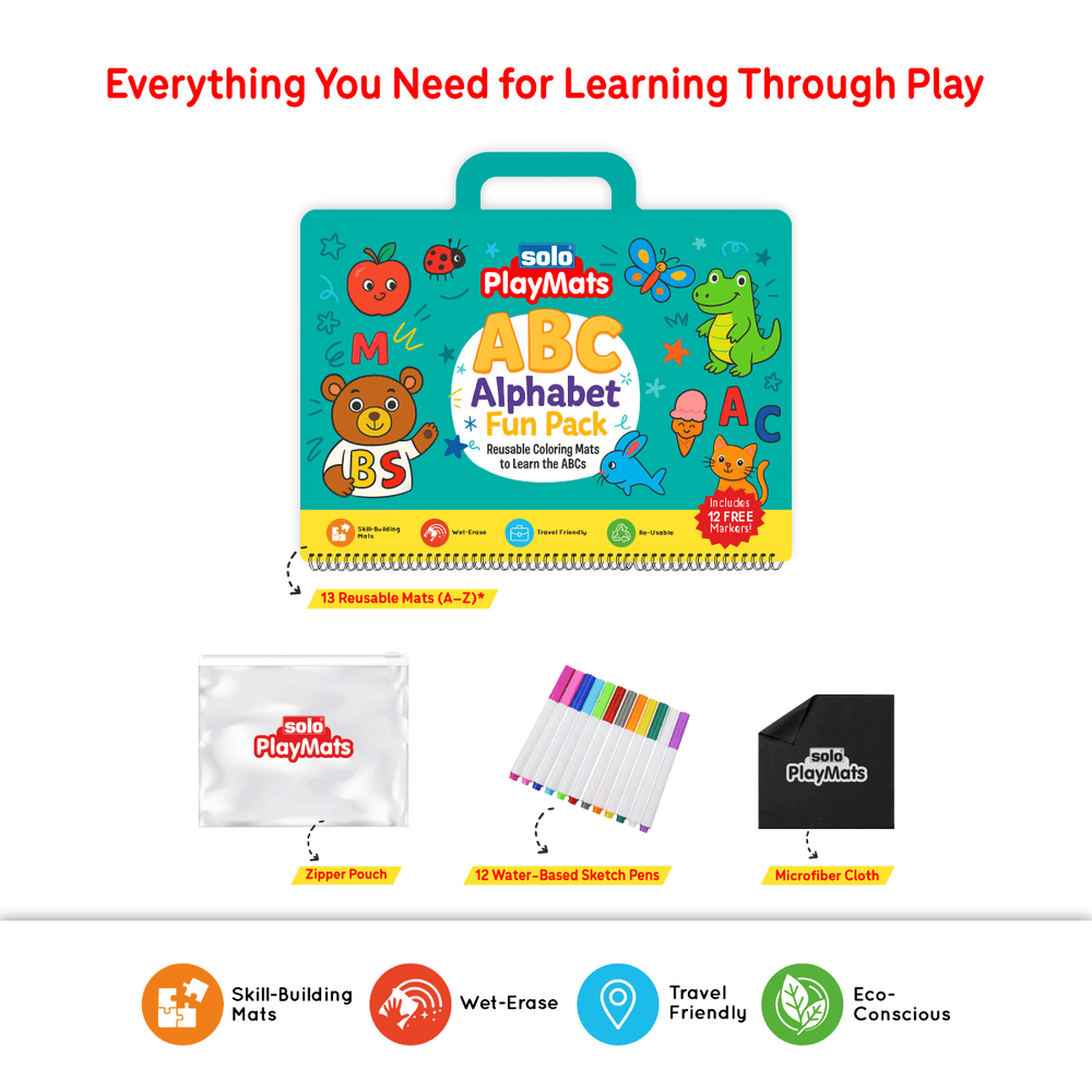 SOLO PlayMats – Reusable Wipe - Clean Learning & Activity Mats | Pack of 4 - Filex Systems Pvt Ltd