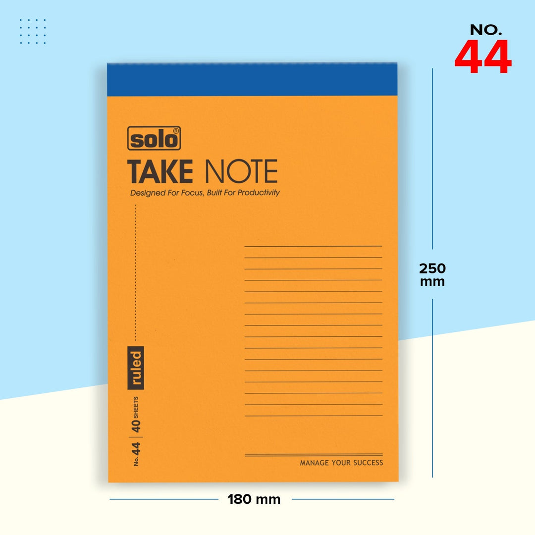 Takenote Slip Pad, Ruled Paper with 40 Sheets (80 Pages), Writing Notepad | Laminated Paper Cover | Pack of 5 - Filex Systems Pvt Ltd