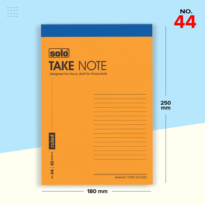 Takenote Slip Pad, Ruled Paper with 40 Sheets (80 Pages), Writing Notepad | Laminated Paper Cover | Pack of 5 - Filex Systems Pvt Ltd