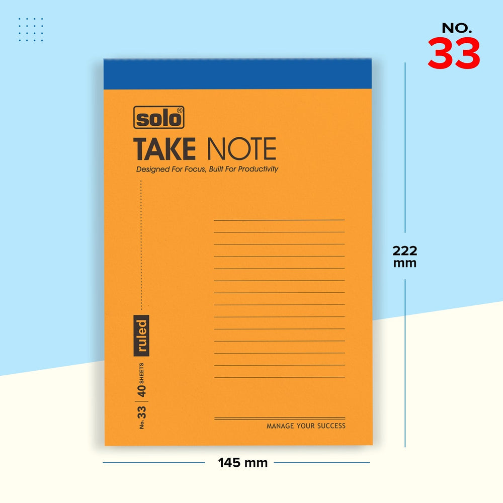 Takenote Slip Pad, Ruled Paper with 40 Sheets (80 Pages), Writing Notepad | Laminated Paper Cover | Pack of 5 - Filex Systems Pvt Ltd
