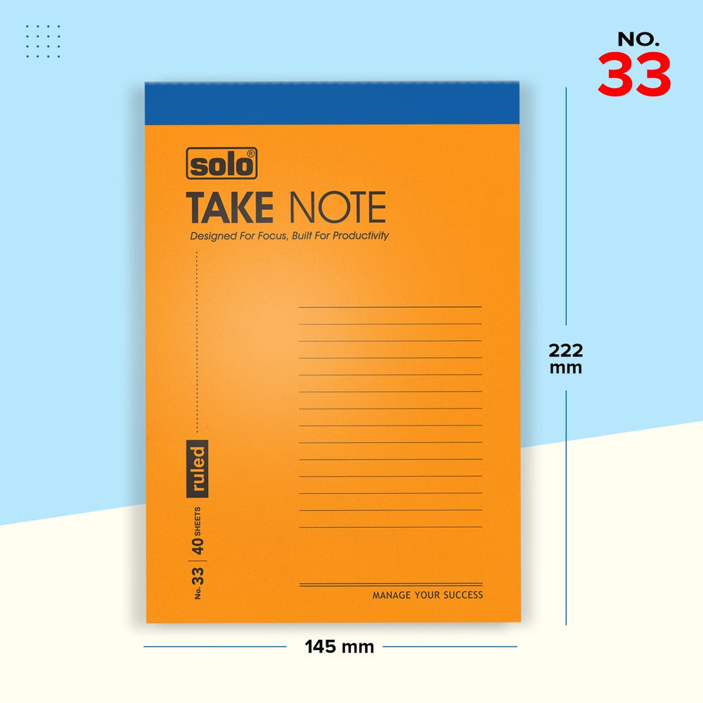 Takenote Slip Pad, Ruled Paper with 40 Sheets (80 Pages), Writing Notepad | Laminated Paper Cover | Pack of 5 - Filex Systems Pvt Ltd