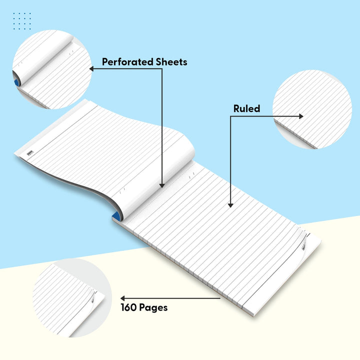 Takenote Slip Pad, Ruled Paper with 80 Sheets (160 Pages), Writing Notepad | Laminated Paper Cover | Pack of 5 - Filex Systems Pvt Ltd