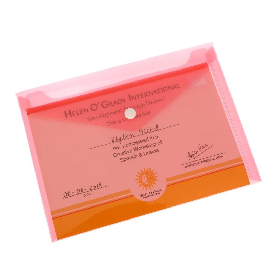 Transparent Button Bag, Cheque & A5 size (Pack of 10) - Filex Systems Pvt Ltd