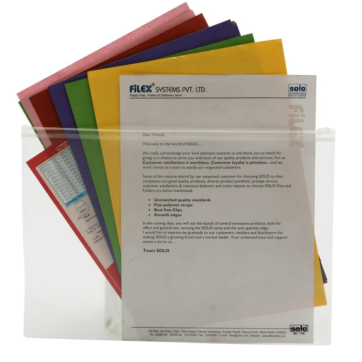 Zipper Document Bag – A4/FC size, Pack of 10 - Filex Systems Pvt Ltd